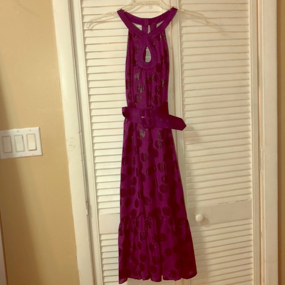 Tibi New York Purple Belted Polkadot Midi Dress - Picture 3 of 8